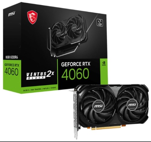 Placa Gráfica MSI GeForce RTX 4060 Ventus 2X Black 8G OC DLSS3